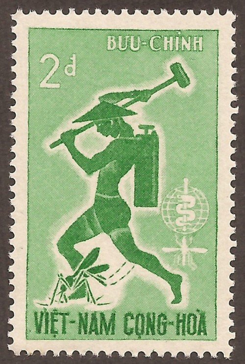 Stanley Gibbons #:	S167
Series:	WHO drive to eradicate malaria
Description:	Man fighting mosquito and emblem
Face Value:	2 Piaster’s {đồngs}