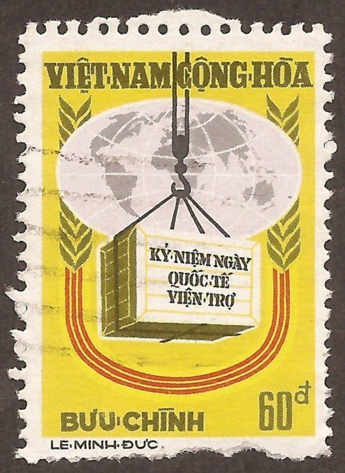 Stanley Gibbons #: S473
Series:	International Aid Day
Description:	Globe, crane lifting crate
Face Value:	60 Piaster’s {đồng’s}