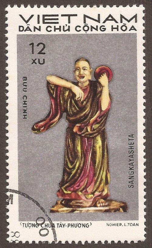 Stanley Gibbons #: N663
Vietnam #: 713
Description: Sangkayasheta
Series: Statues of Tay Phuong pagoda
Face Value: 12 xu’s