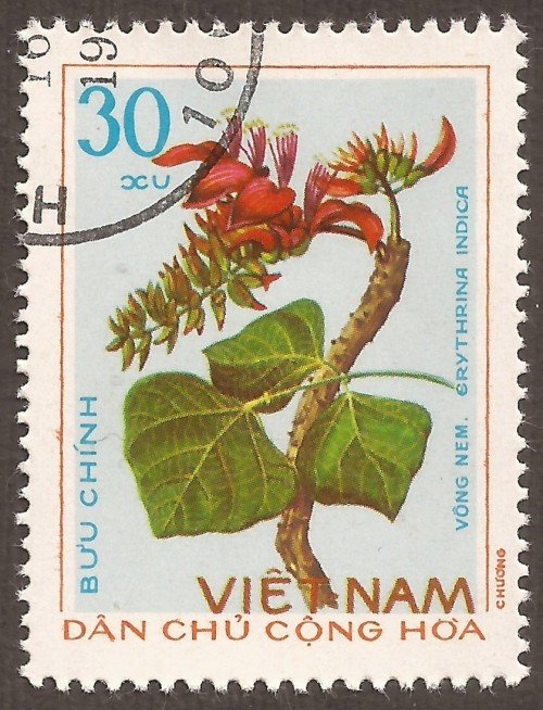 Stanley Gibbons #: N812
Vietnam #: 855
Description: Erythrina indica
Series: Medicinal herbs
Face Value: 30 xu’s