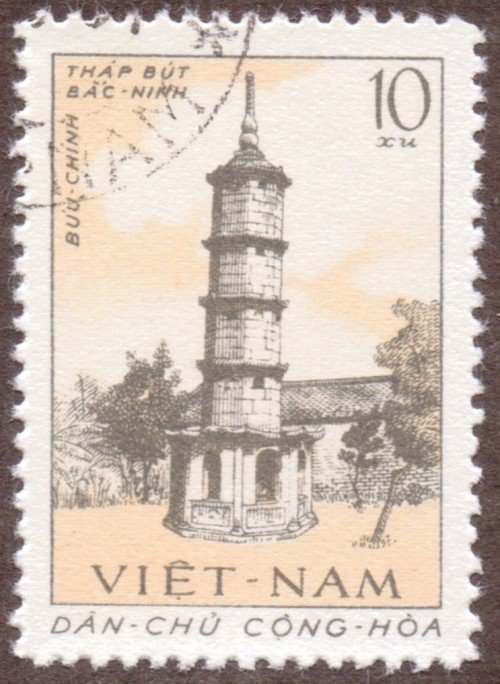 Stanley Gibbons #:  N181
Vietnam #: 215
Description: But Tower - Bac Ninh province
Series: Ancient Pagoda Towers
Face Value:	10 xu’s